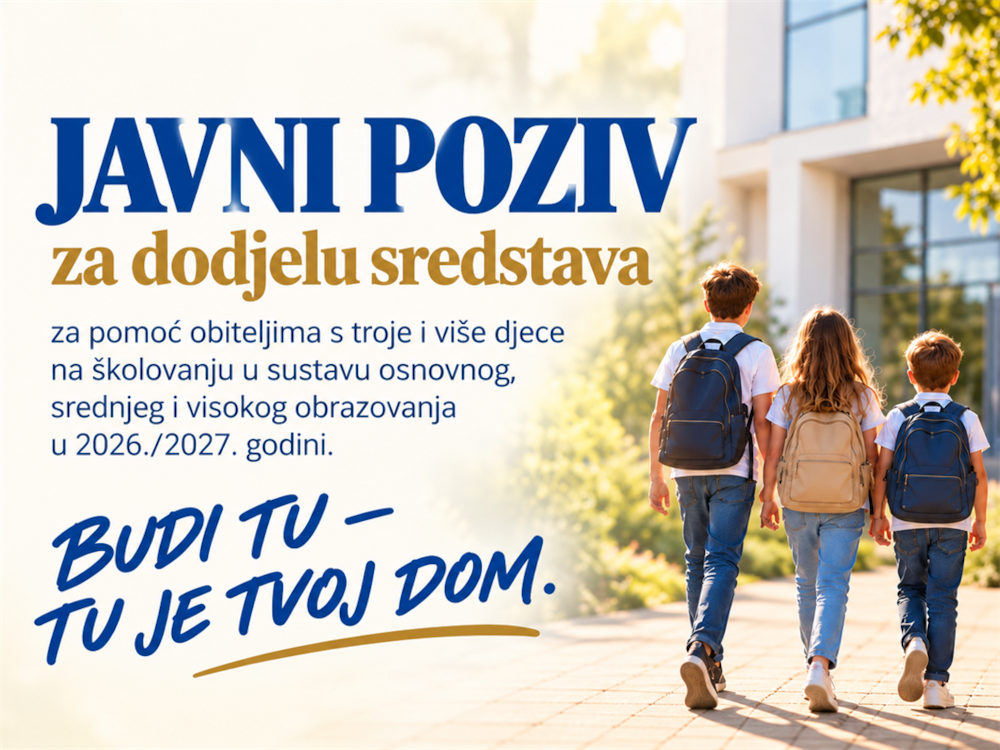 Županija osigurava financijsku potporu obiteljima s troje i više djece na školovanju!